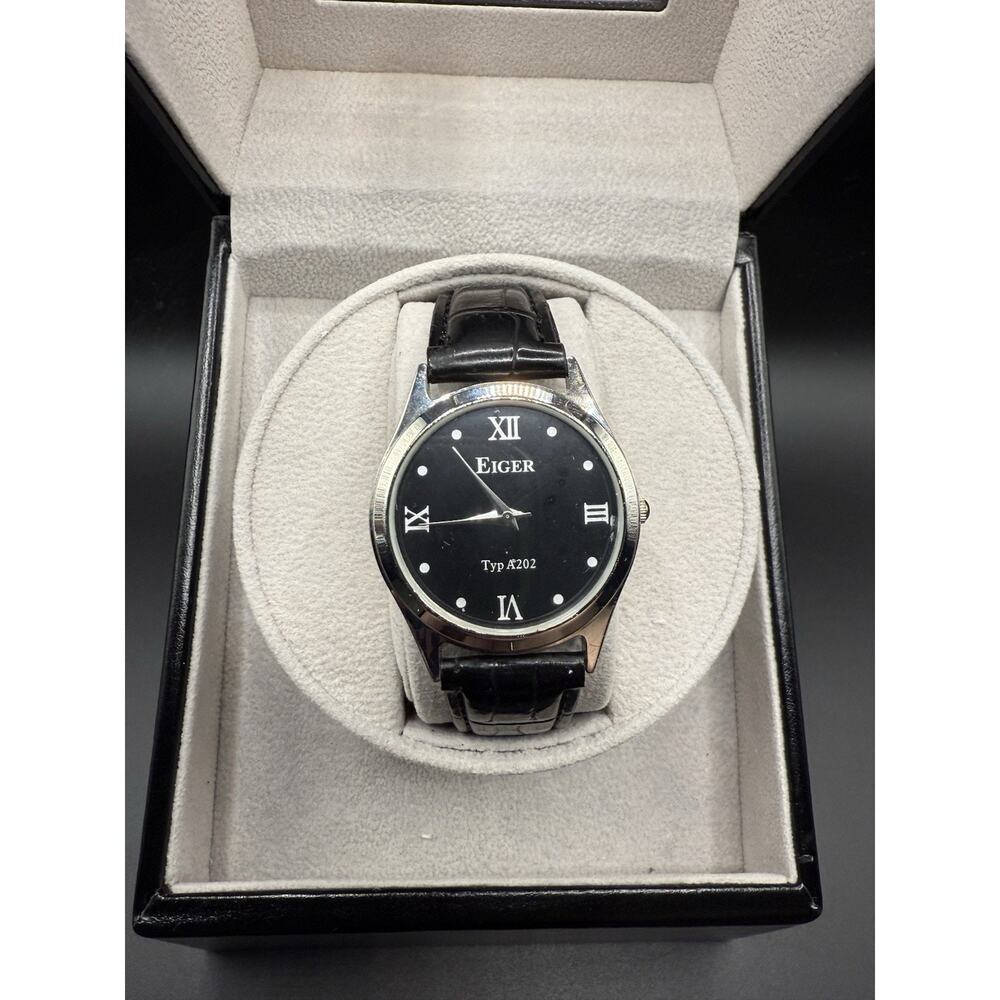 Running Eiger Typ A202 Men's Black Analog Quartz Wrist Watch New Battery Black